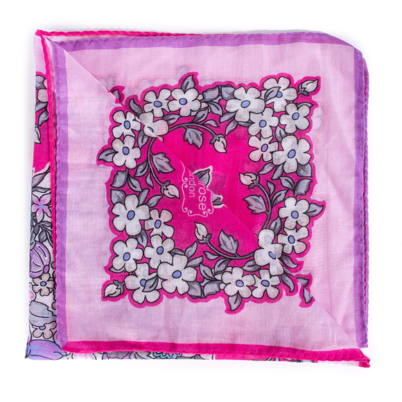PENROSE MAGENTA & WHITE PAISLEY POCKET SQUARE | MENS SIZE 41X41 - Picture 5 of 5